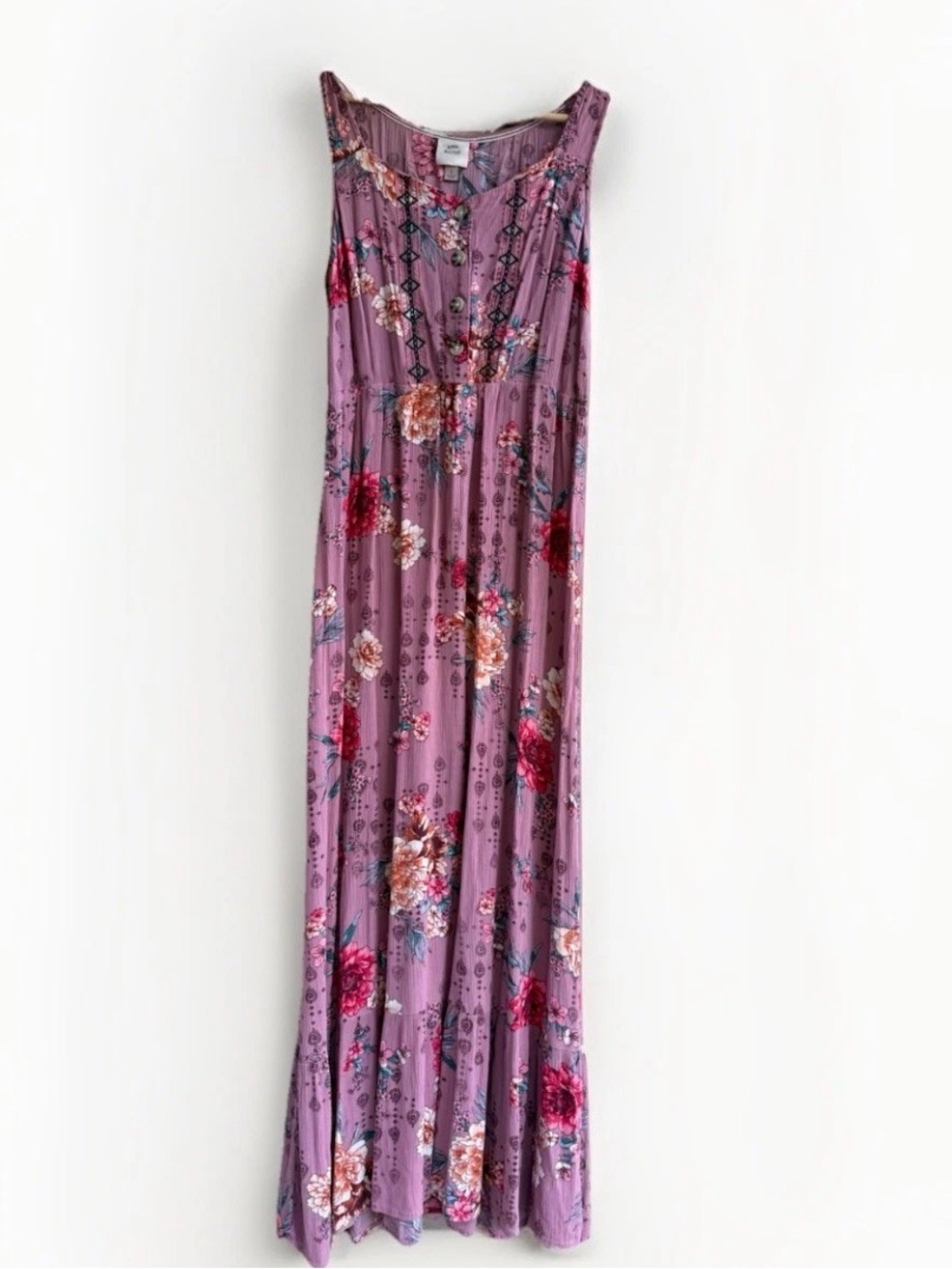Knox Rose sleeveless pink floral maxi dress large